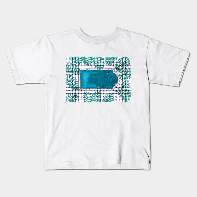 Tropical Pool Kids T-Shirt by HeloBirdie